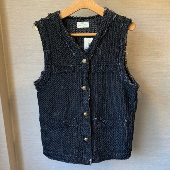 Light Black Vest with Gold Buttons - Picture 1 of 2